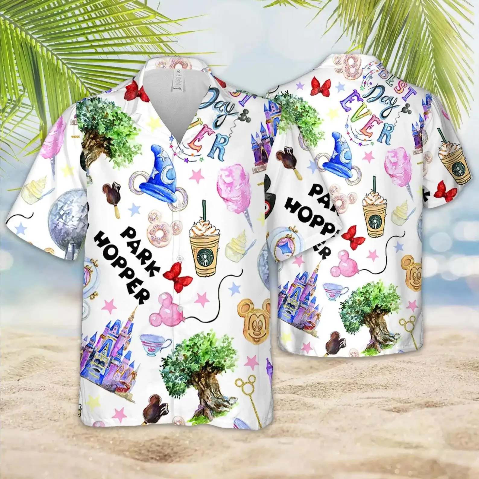 Disney Most Magical Castle Hawaiian Shirt Men\'s Women\'s Short Sleeve Button Up Mickey Beach