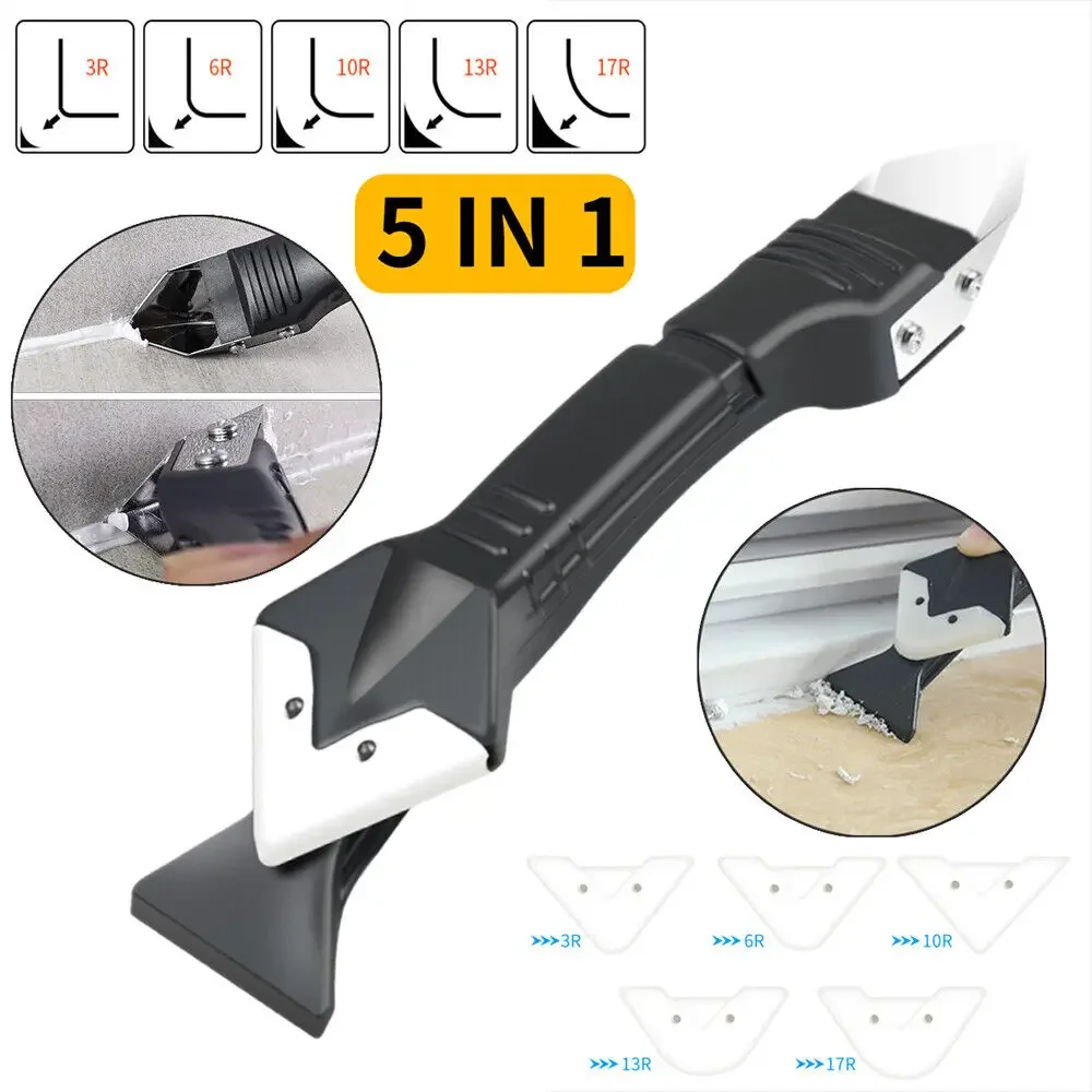 5 In 1 Silicone Scraper Sealant Smooth Remover Tool Set Caulking Finisher Smooth Grout Kit Floor Mould Removal Hand Tools Set