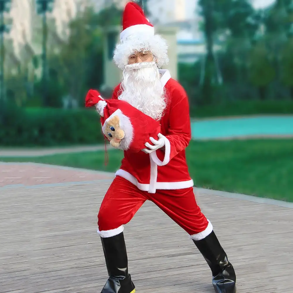 Santa Claus Cosplay Costume Set, Desempenho De Natal, Roupa De Fotografia, Terno Incluindo Drama, Santa Suit