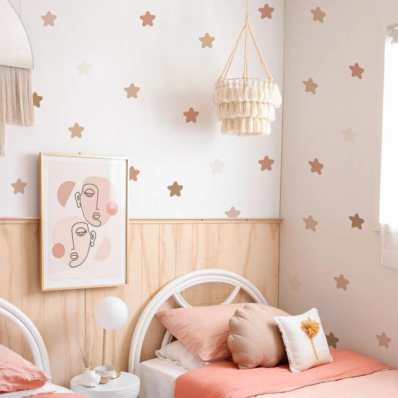 Boho Rainbow Wall Decals Polka Dot Boho Star Nursery Wall Stickers Baby's Room Waterproof Bedroom Kids Home Decor - view 5