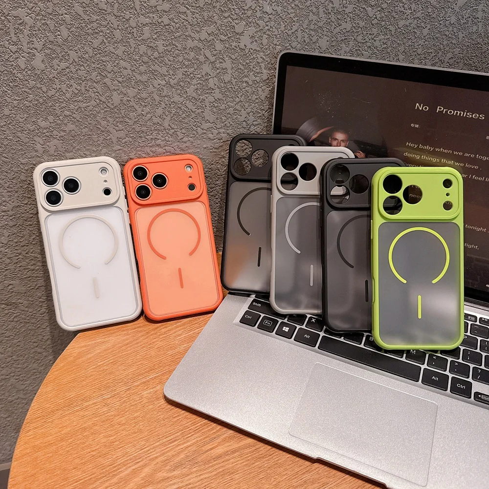 

Чехол для iPhone 17 Air 16 15 14 Plus 11 12 13 Pro Max матовый прозрачный магнитный с теплоотводом, мягкая рамка из ТПУ, акриловый корпус