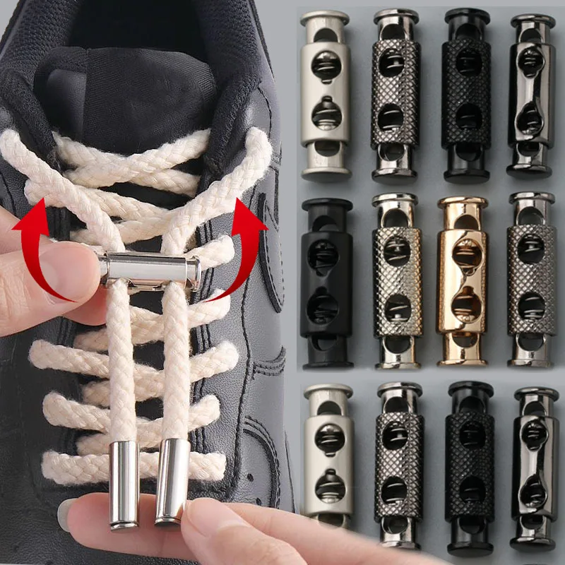 No Tie Shoelace Buckle Metal Lace Lock Zinc Alloy Sneaker Lock Clips Adjustable Quick Release Shoe Laces Buckle for Sports Shoes