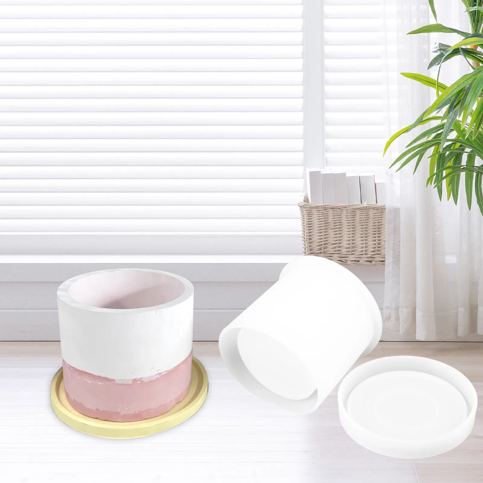 1Set Round Silicone Planter Mold for DIY Flower Arrangement Pot Saucer Concrete Epoxy Resin Craft Mold Safe Wear Resistant Easy