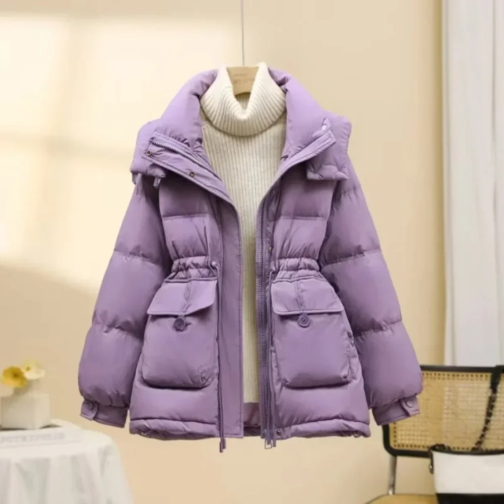 Puffer Jacket Women Warm Fashion Korean Mid-length Duck Down Coat Female 2024 New Winter White Duck Down Jacket Women