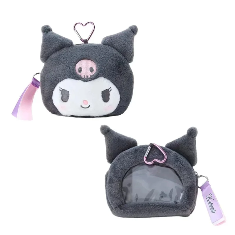 Anime Hello Kitty Cinnamoroll My Melody Kuromi Transparent Embroidered Plush Coin Purse Keychain Kawaii Pendant Holiday Gift