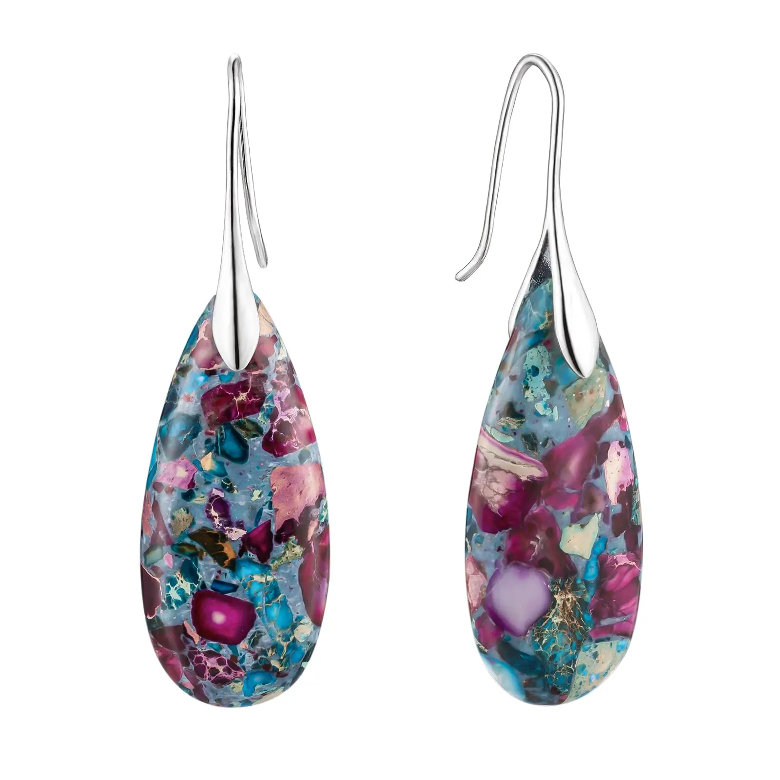 

Teardrop-Shaped Stone Drop Earrings With Hook Closure For Women