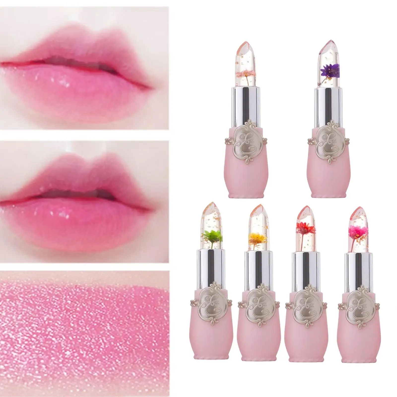 Jelly Flower Lipstick Kleurverandering Lippenbalsem Hydraterende Kristalkleur Glans Voedzaam Lip Blijvend Waterdicht Doorschijnend