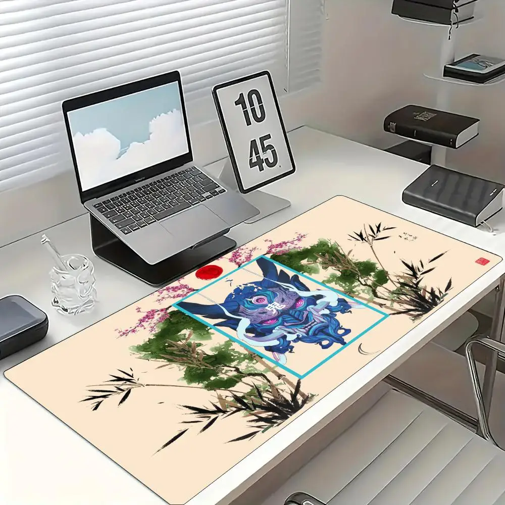 

Японский коврик для мыши с маской Ханья, большой резиновый противоскользящий коврик для ПК, аксессуары для офиса и геймеров, коврик для клавиатуры, декоративный коврик