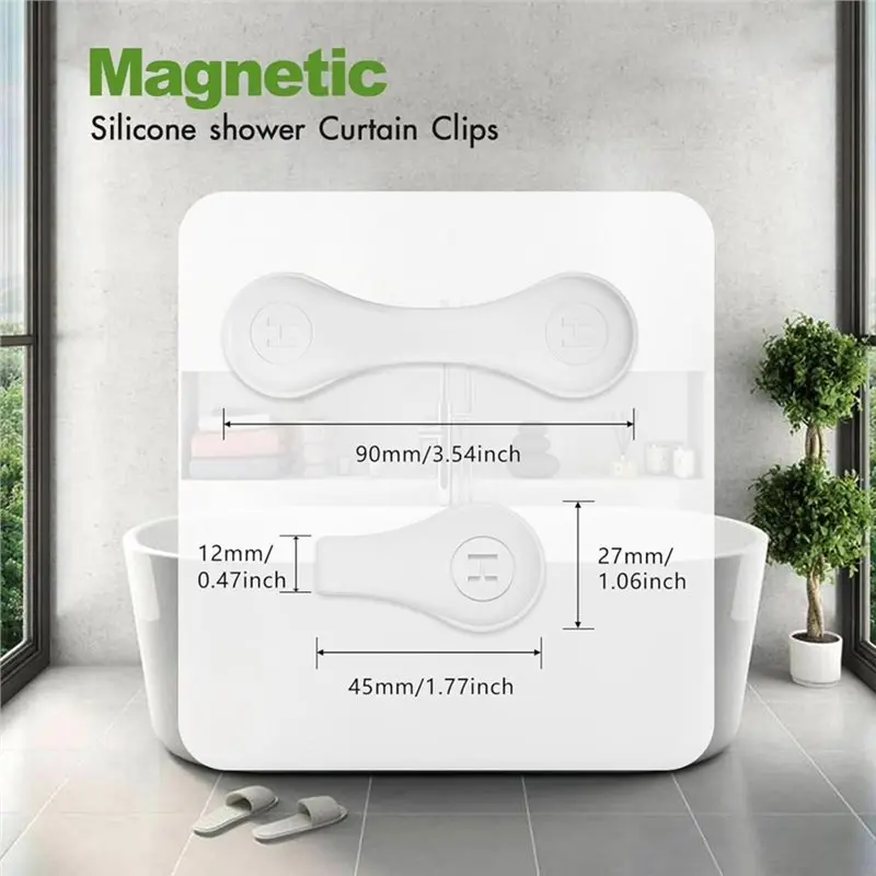B23B 4-Pack Magnetic Silicone Shower Curtain Clips Keep Liner Closed