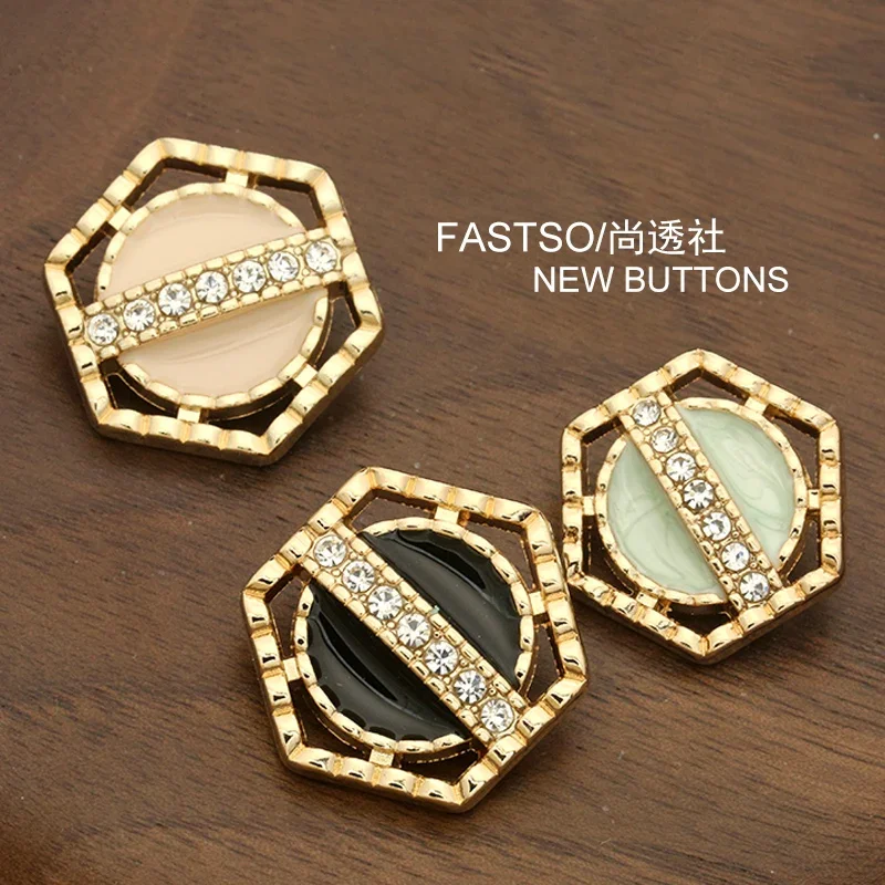 6Pcs Diamond Design Fashion Coat Buttons For Clothing Female Tops Sweater Metal Suit Trench Coat Buttons Sewing Accessories