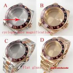 40mm Rootbeer Ceramic Bezel Sapphire Glass Watch Case Fit NH34 NH35 NH36 2824 2836 miyota 8215 8205 moveent