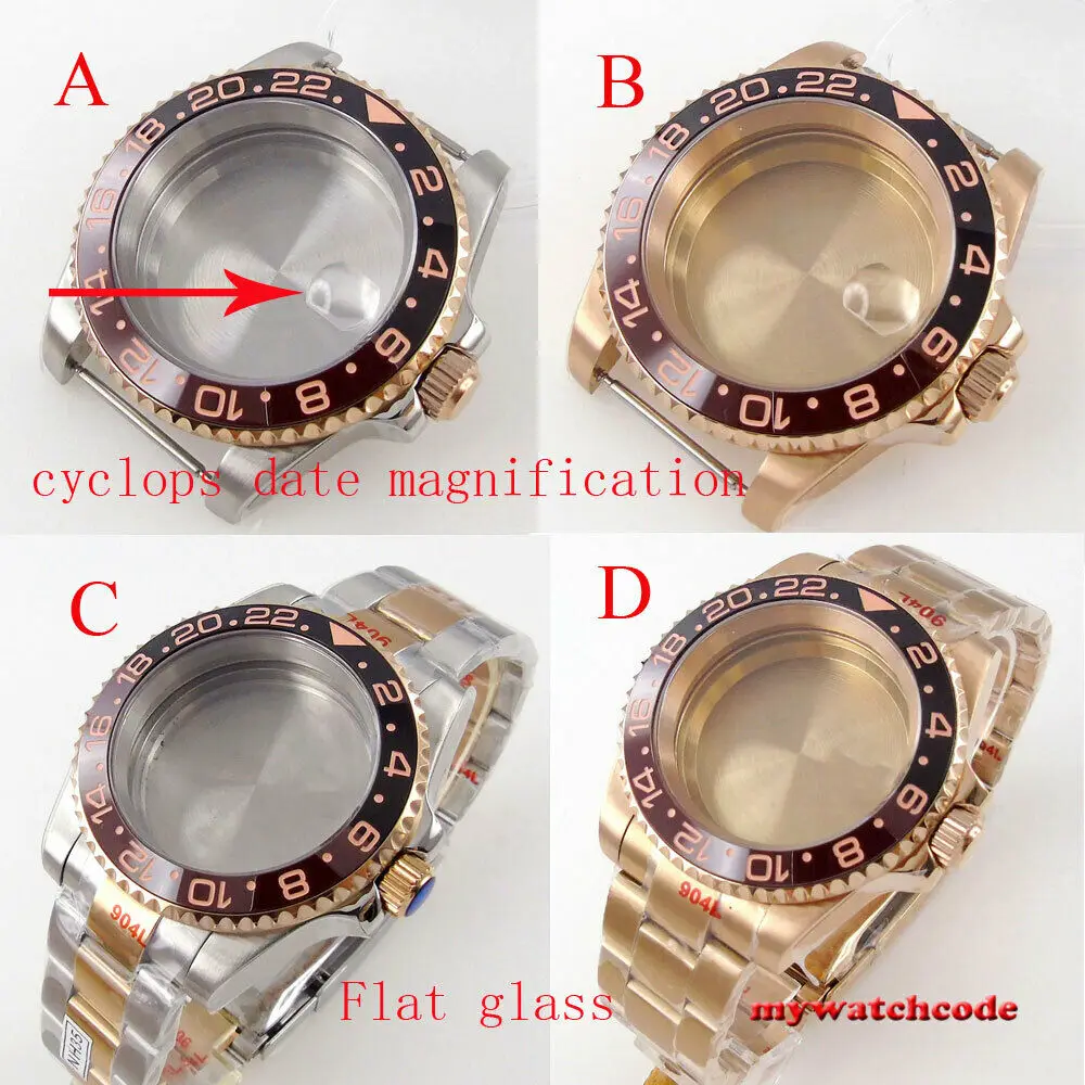 40mm Rootbeer Ceramic Bezel Sapphire Glass Watch Case Fit NH35 NH36 2824 2836 miyota 8215 8205 moveent