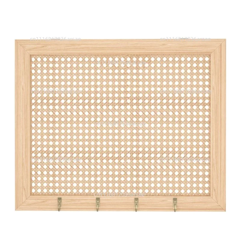 Wall‑Mounted Woven Rattan Wood Electrical Box Cover, Circuit Breaker Shell For Living Room Entrance Wall