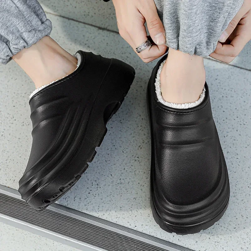 Winter Couple's Home Cotton Shoes Closed Toe Keep Warm Plus Velvet Slip on Slippers for Men Women Indoor Casual Platform Shoes