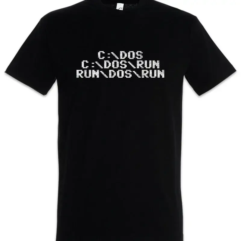 Run Dos T Shirt Fun Geek Nerd Computer Science Scientist Programmer Coder