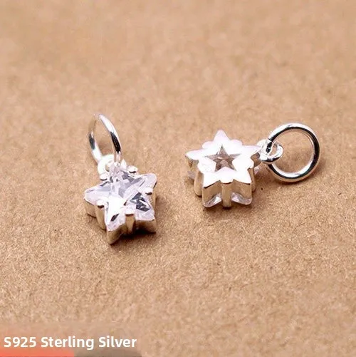 

ature S925 Sterling Silver Star Pendant DIY Earrings Bracelet Jewelry Accories Zirconia Stones Faionable Crt Supplies
