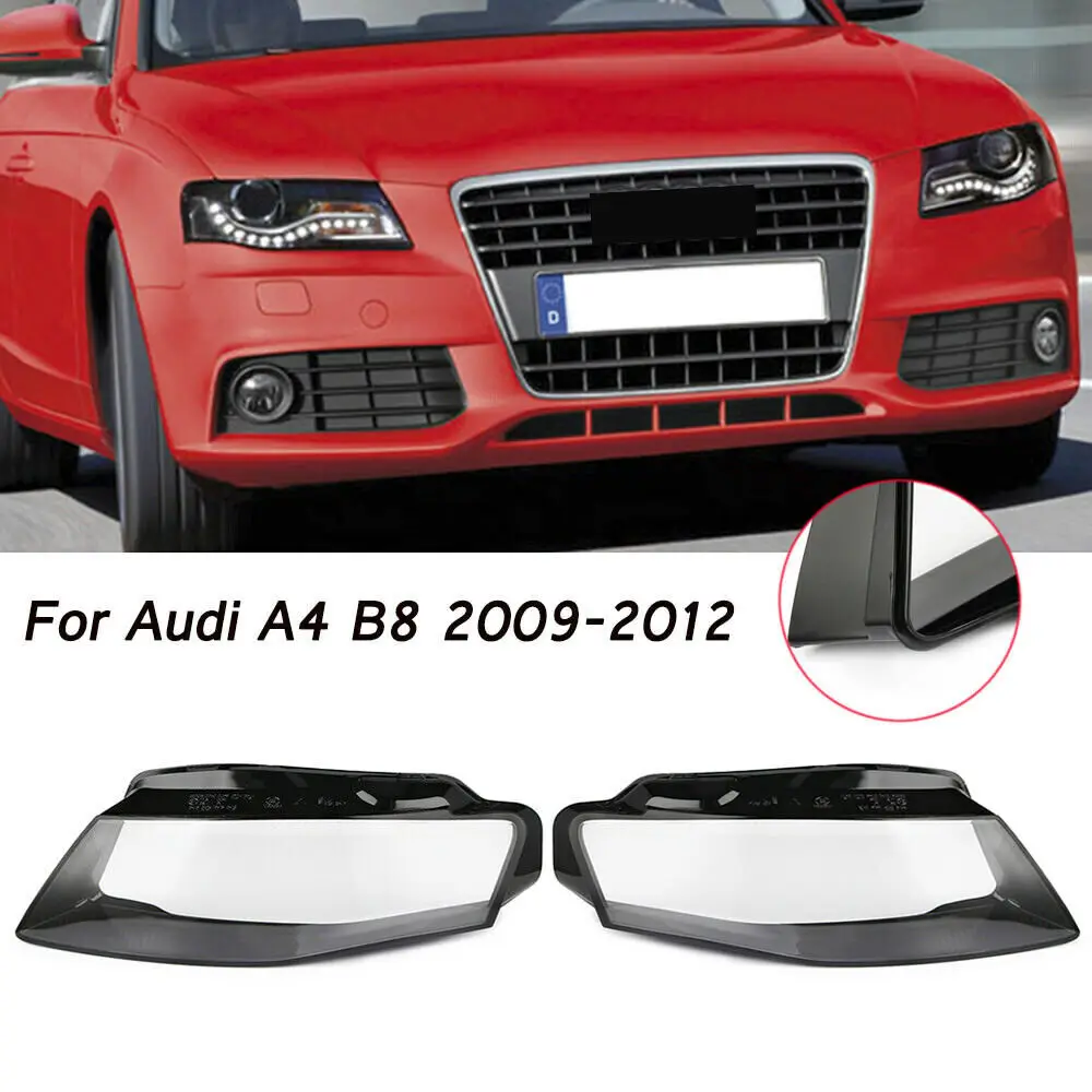 Car Front Headlight Lens Cover For Audi A4 A4L B8 2009 2010 2011 2012 Left/Right Transparent Lampshade Clear Headlamp Shell