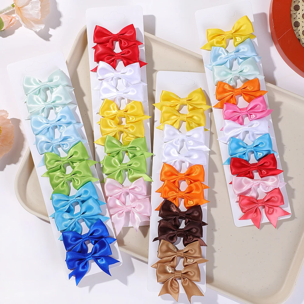 10Pcs/lot New Bright Satin Bow Hair Clip Cute Tailcoat Bows Hairpins Set for Girl Kids Barrette Hairgripes Headwear Accessories