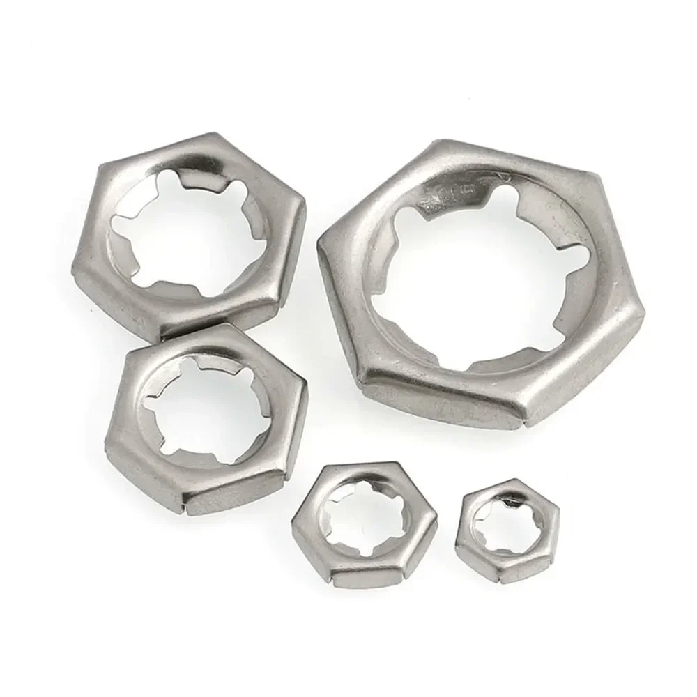 10pcs Self-locking Stamping Nuts M6 M8 M10 M12 M16 M20 Self locking Nut Fasten Lock  A2 304 Stainless Steel DIN7697 GB805