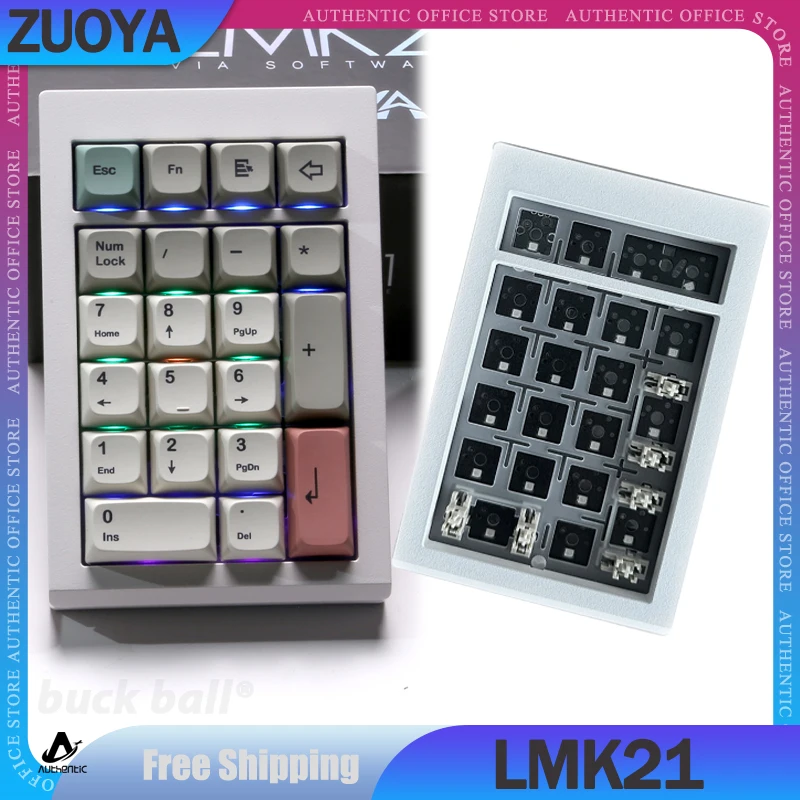 

Zuoya Lmk21 Numeric Keypads Kit 21keys 3Mode Wireless Bluetooth Numpad Aluminum Alloy Pad Via Mini Keyboards Kit Number Pad Gift