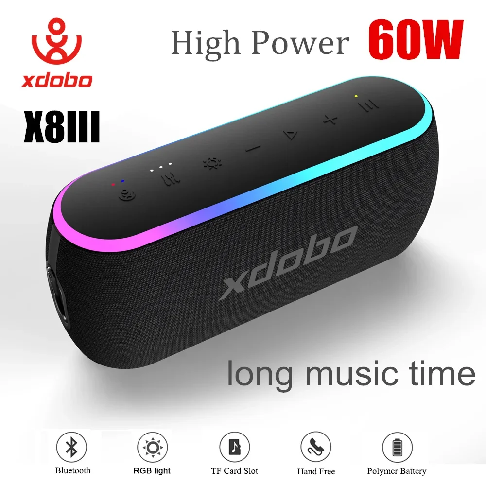 

60W XDOBO X8III Bluetooth Speaker Wireless Subwoofer RGB IPX7 6600mAh Powerful Bass Power Bank Outdoor Music Box For Smart Phone