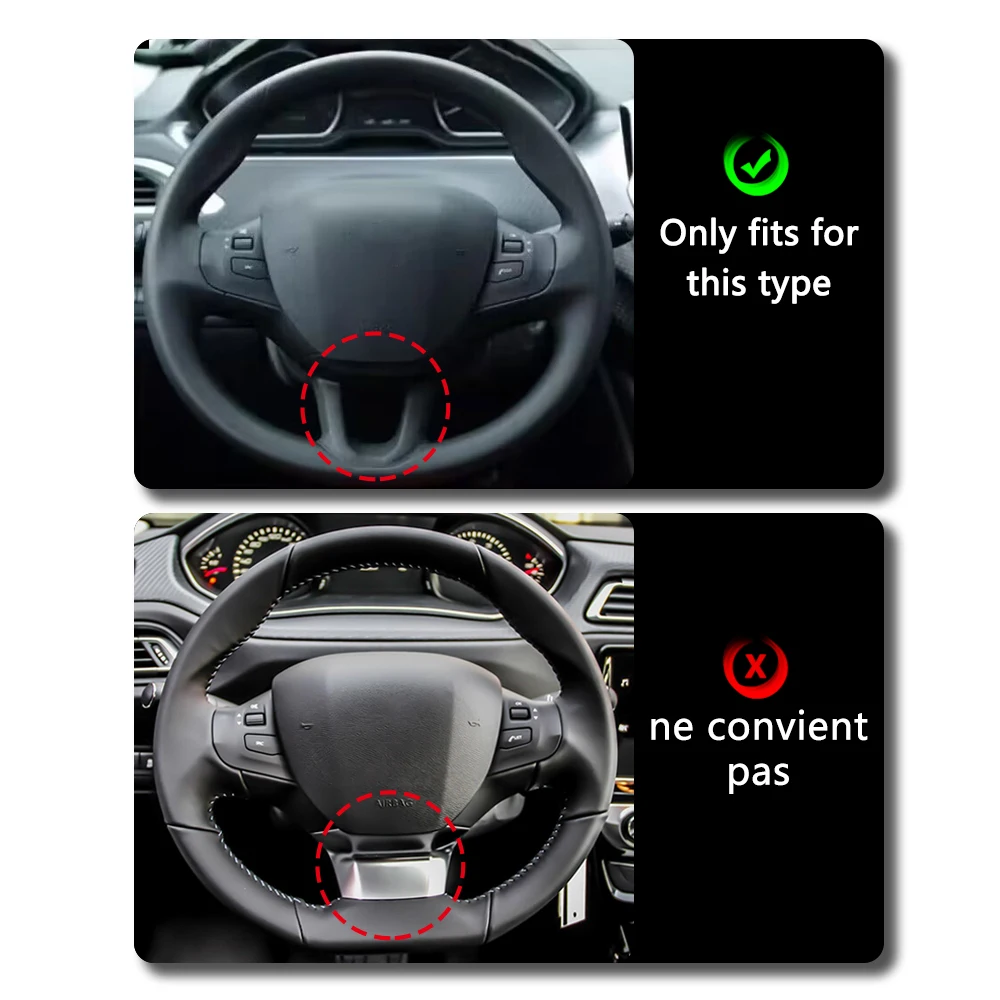 Carbon Fiber Steering Wheel Decoration Cover Trim Sticker for Peugeot 2008 208 2014 2015 2016 2017 2018 Car Interior Accessories image 3