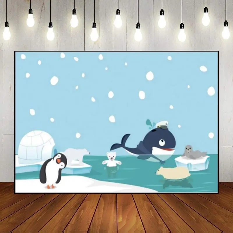 Whale Under The Sea Ocean Crab Blue Nautical Background Baby Shower Decoration Photography Backdrops Party Banner Photo Boy Game