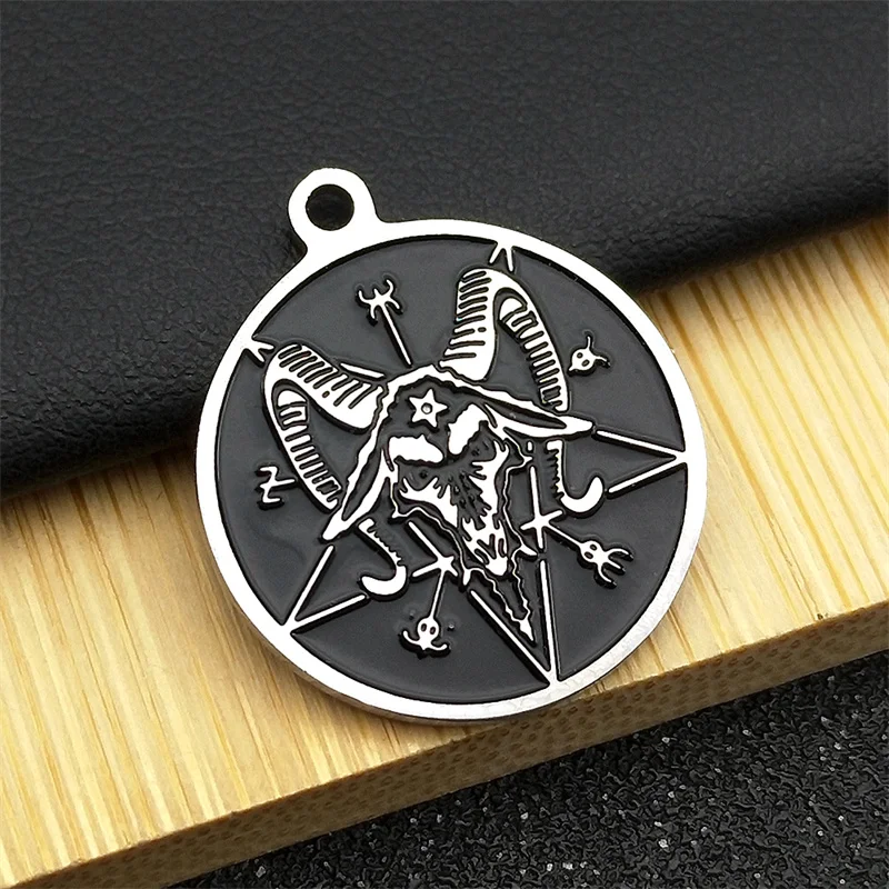 5PCS Satan Goat Unique Pagan Handmade Necklace Bracelet Stainless Steel Silver Color Charms for Jewelry Making DIY Accessories