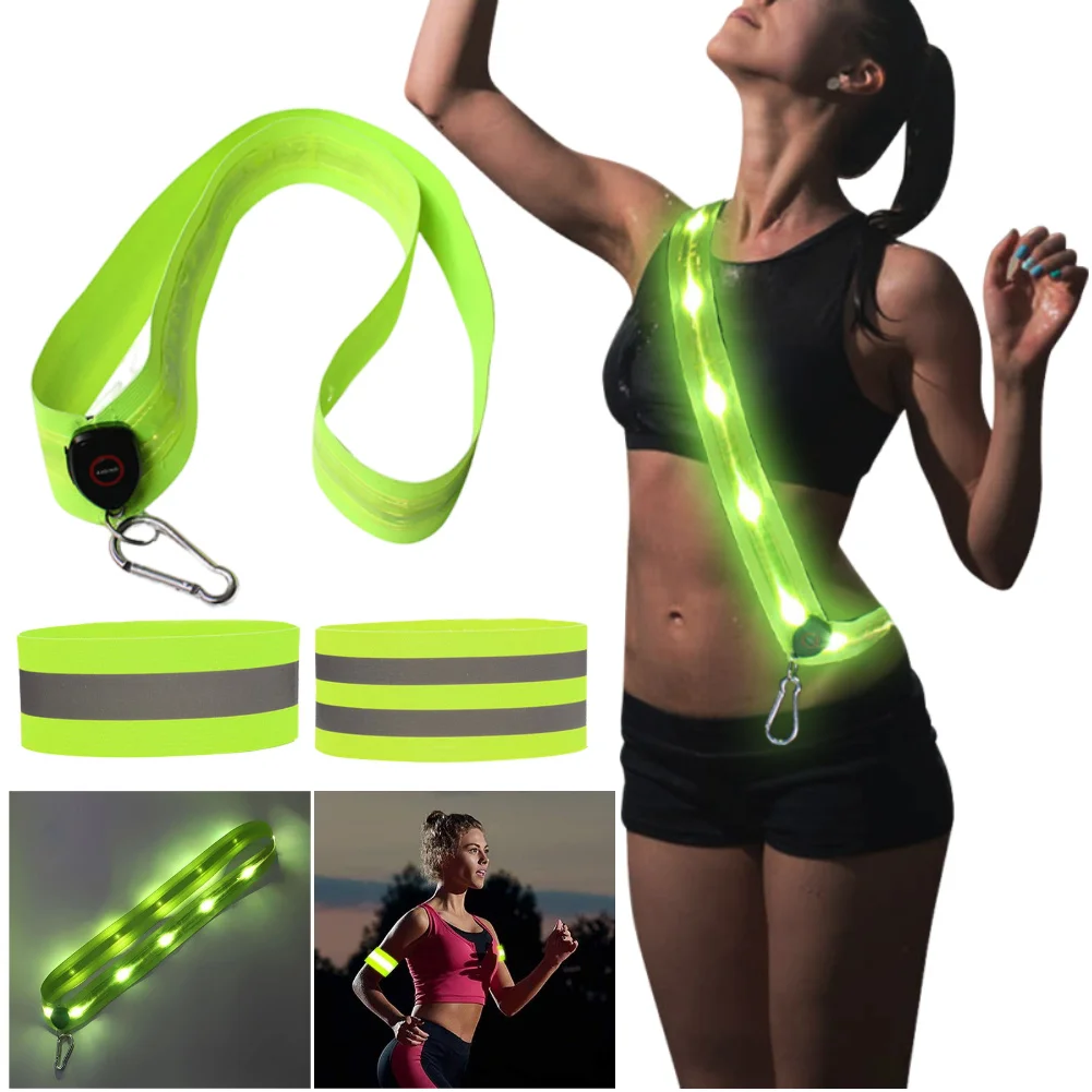 حزام كتف LED قابل لإعادة الشحن، حزام جري عاكس LED للرجال والنساء، أمان ليلي، المشي لمسافات طويلة في الهواء الطلق، الركض، المشي الخفيف #1