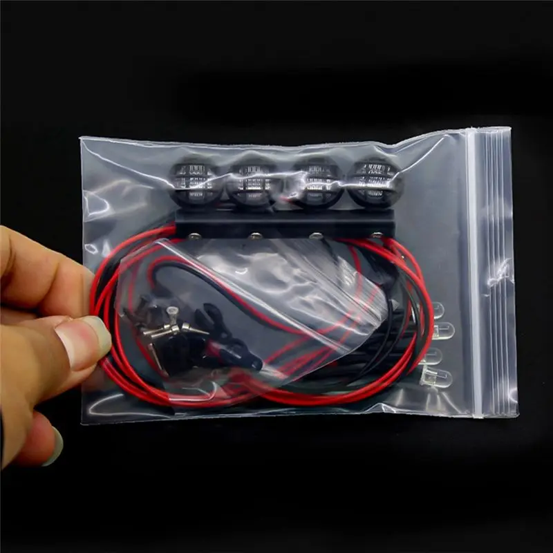 ABJL 2X RC Car LED Roof Lamp Light Bar for WPL 1/18 1/24 Truck Upgrade Parts, 4 LED, Black Plastic 60mm, Easy Install with Cable