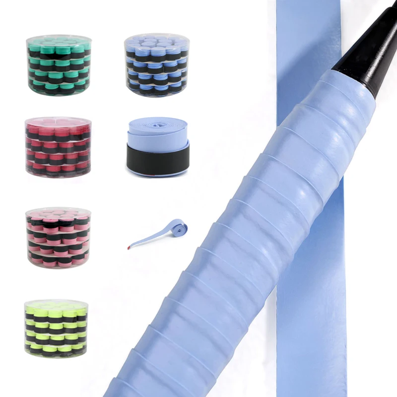 

60 шт./лот, 1,2 м, гладкая молочно-белая обмотка для ракеток, 0,6 мм, впитывающая пот, липкая лента для бадминтона, тенниса, падела, сквоша