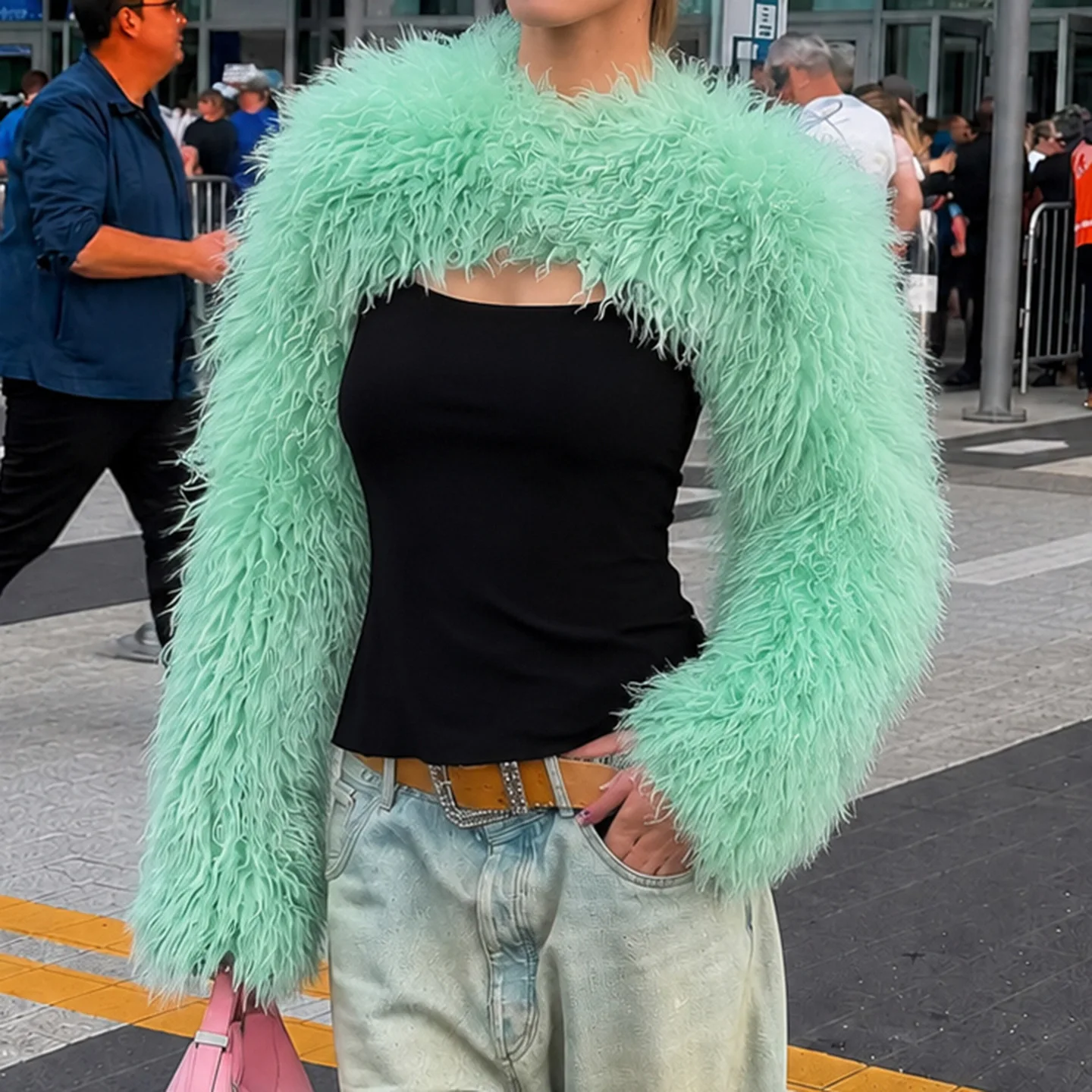 Fur Crop Tops Winter Y2K Streetwear Fashion Winter Clothes Women 2026 Cropped Furry Tops Elegant Sexy Coats Thick Warm Jackets