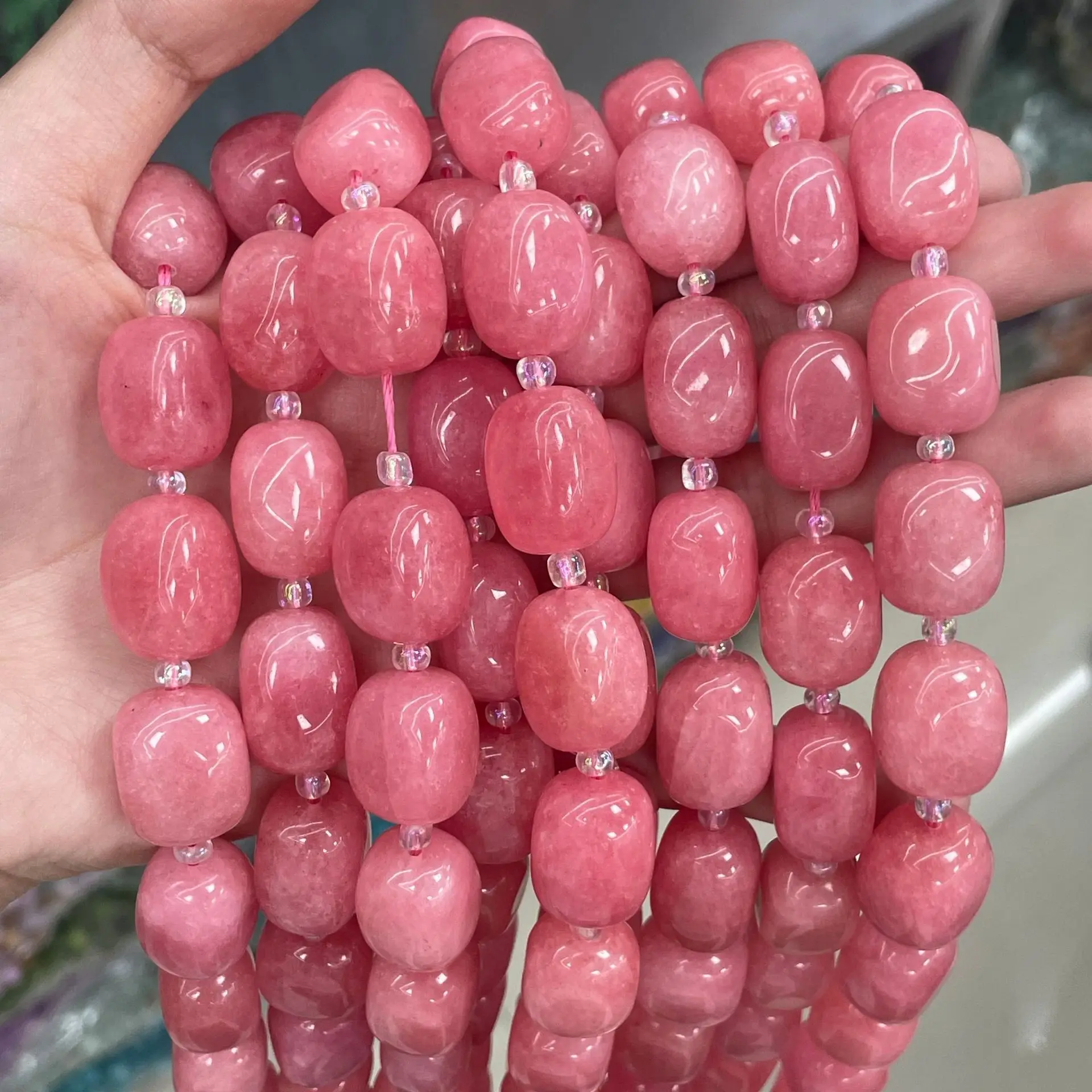 13x18Mm Natural Stone Optimization Aquamarine Unshaped Chalcedony Loose Beads DIY Necklace Bracelet for Jewelry Making Wholesale