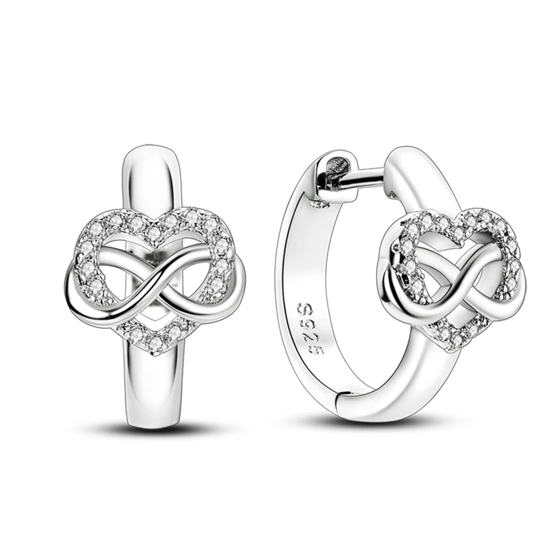 Fashion 925 Sterling Silver Endless Love Hoop Earrings For Women Fine Birthday Jewelry Gifts