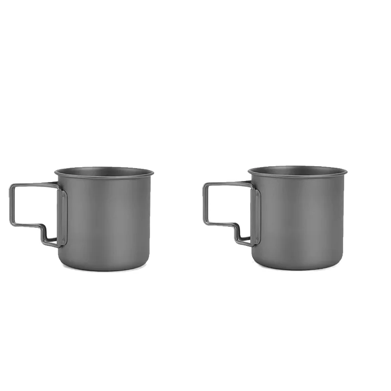 Set mit 2 220 ml Titanbechern, Kaffee- und Teebechern aus reinem Titan für Outdoor-Camping, Picknick, 2 Becher, 2 Becher