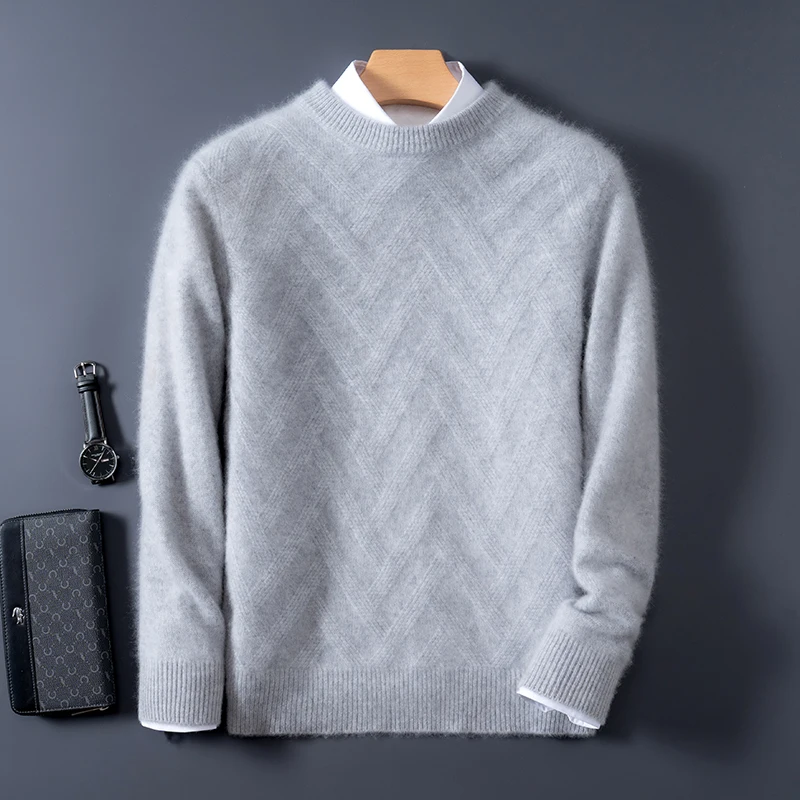 High quality Round Neck Wool Sweater Men's Autumn Winter Business Long Sleeved Fit Tops Male Knitwear Jumpers Bottoming Shirt