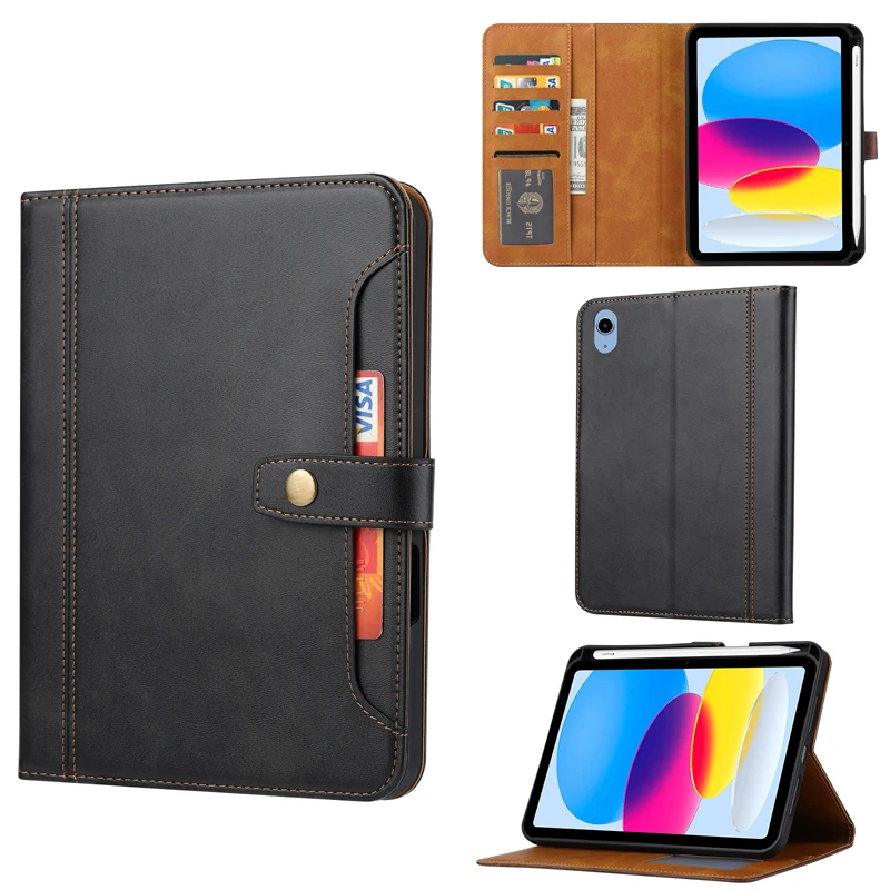 Tablet Case For iPad A16 11 inch 2025 Luxury Business Flip Leather Book Case Wallet Card Holder Sleep Pen Slot Stand Cover
