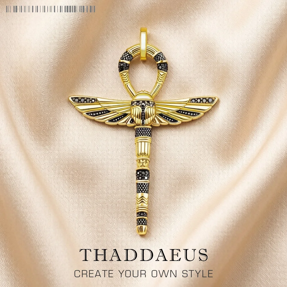 Cross of Life Ankh With Scarab Golden Pendant Vintage Fine Jewelry Pure 925 Sterling Silver Protective Amulet For Woman & Men