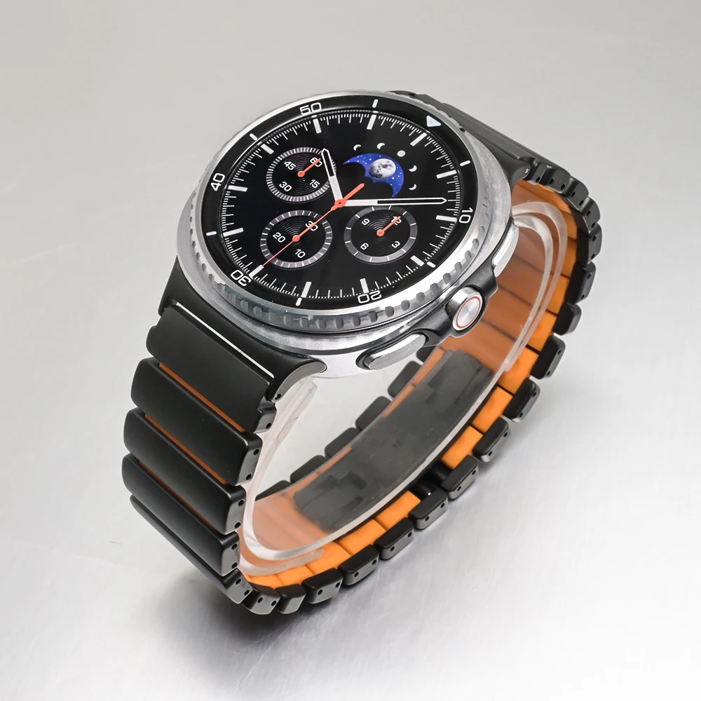 حزام تيتانيوم لساعة سامسونج جالاكسي 8 باند 44 ملم 40 ملم 8 كلاسيكي 46 ملم سوار مطاطي فاخر لساعة جالاكسي الترا 2025 47 ملم #3