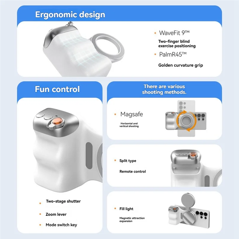 Y14A Magnetic Grip Shooting Aid Remote Control Handle For DSLR Style For Iphone 16 15 Android Phone Camera Shutter