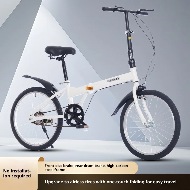 Vouwfiets Draagbare lichtgewicht massieve banden Geen montage Gemakkelijk opvouwbaar Compact Commuter Unisex Volwassen Student Campus City Road