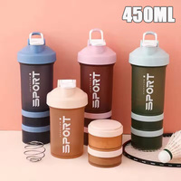 500ML 3-layer Sports Water Bottle Protein Shaker Outdoor Travel Portable Leakproof Drinkware Plastic My Drink Bottle BPA Free
