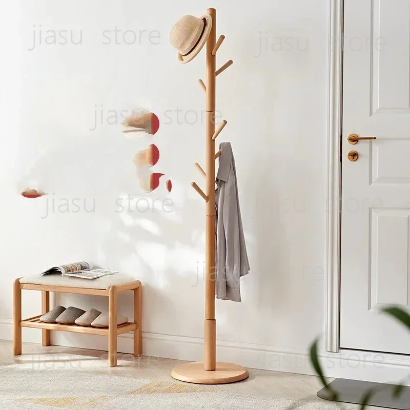 

Solid Wood Floor Coat Racks Simple Bedroom Vertical Vintage Coat Racks Minimalist Balcony Tendedero Ropa Plegable Furniture