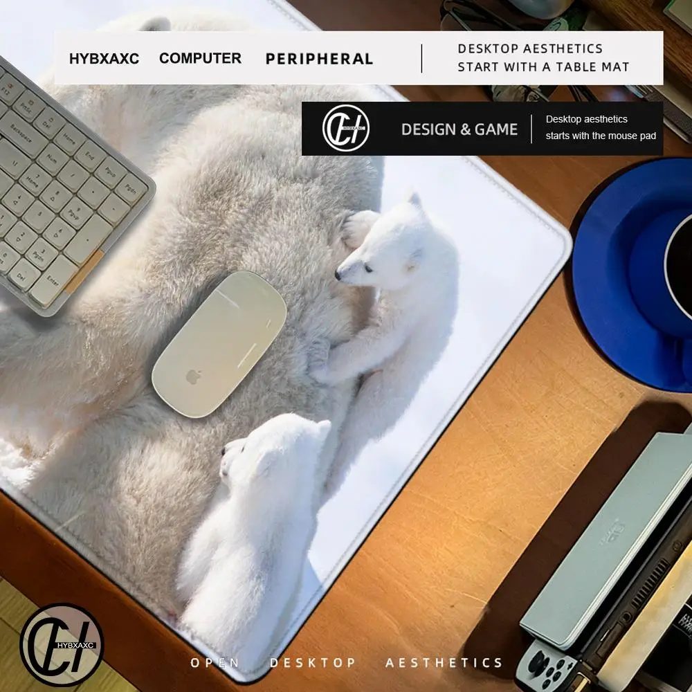 Arctic polar bear Mouse Pad Cute HD Desk Pad Extended Gaming Keyboard Mats Large 100x50cm XXL Gamer Mousepad