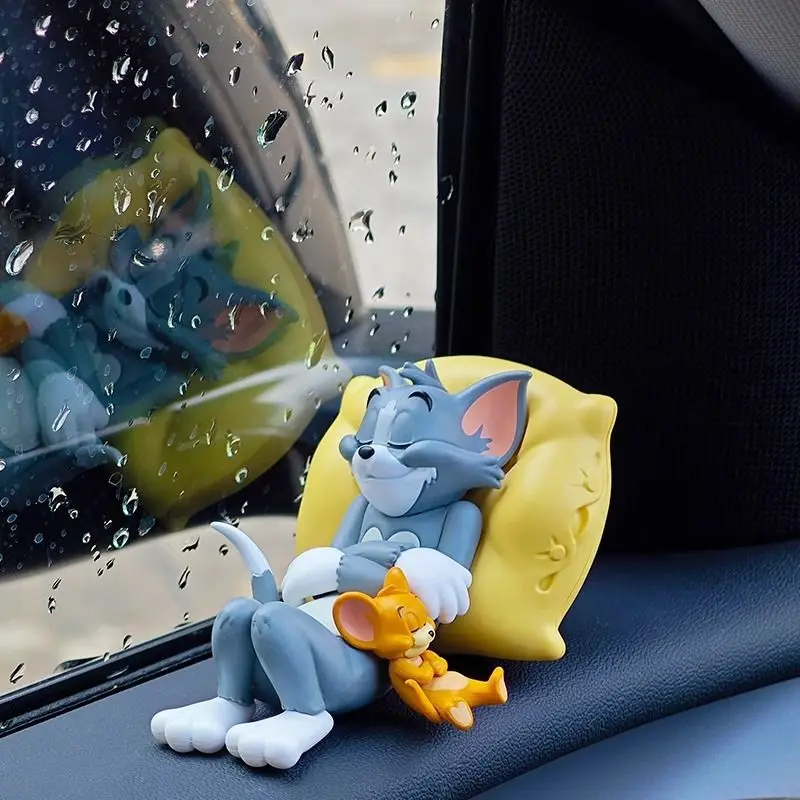 الكرتون الديكور توم القط جيري ماوس القط زخرفة لطيف مكتب الزينة رائعتين التماثيل لعبة أرقام سيارة ديكور المنزل