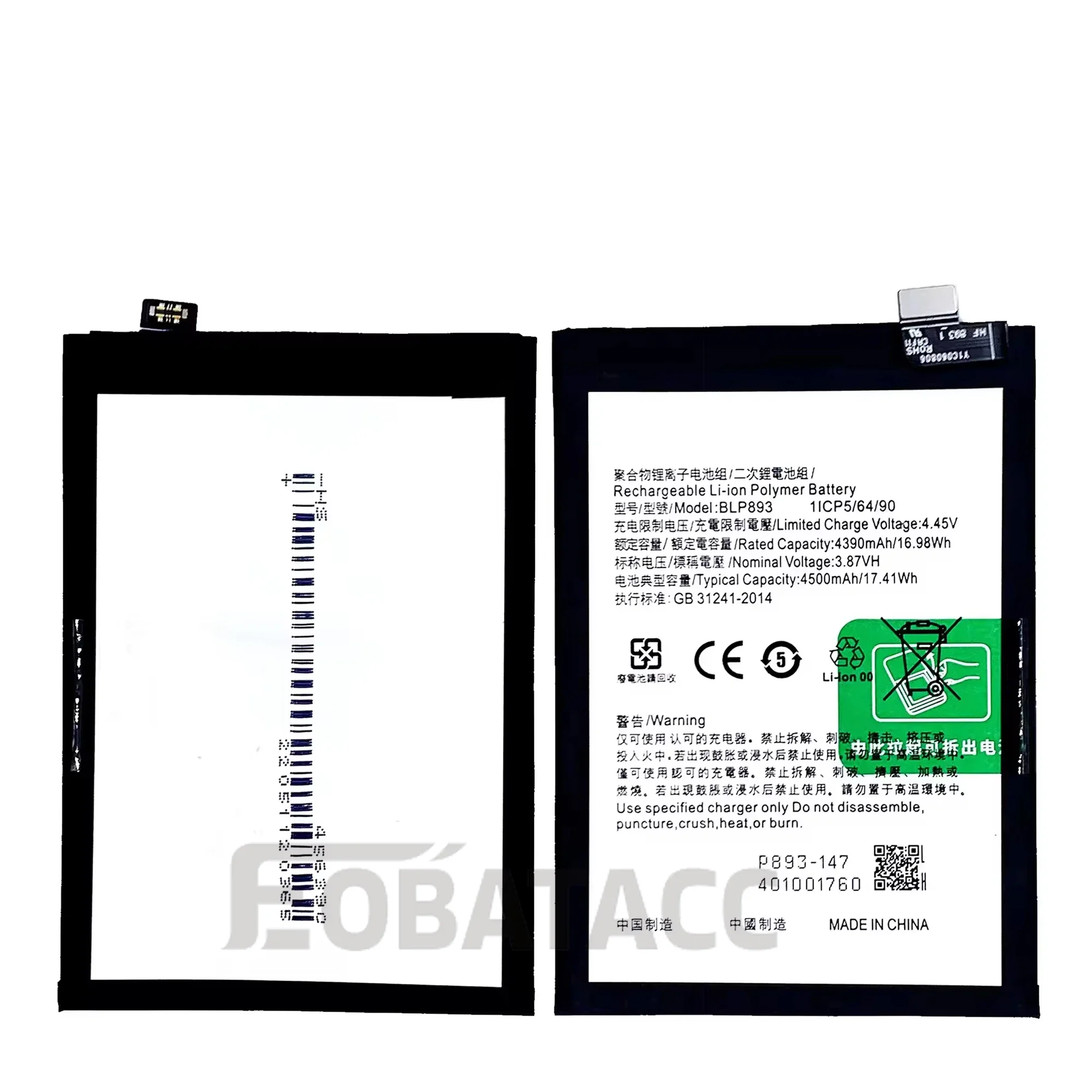 100% New Original Battery BLP893 For OPPO Reno 7 5G  Battery + Free Tools