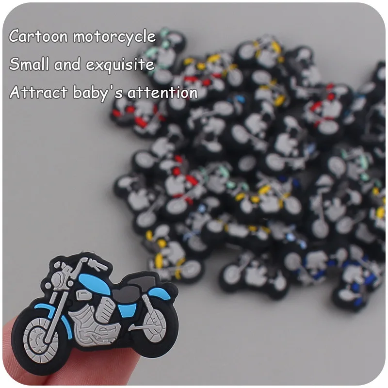 Kawaii Gifts 10PC/lot Baby Silicone Motorcycle Beads Baby DIY Teething Pacifier Chain Necklaces Accessories Safe Nursing Chewing