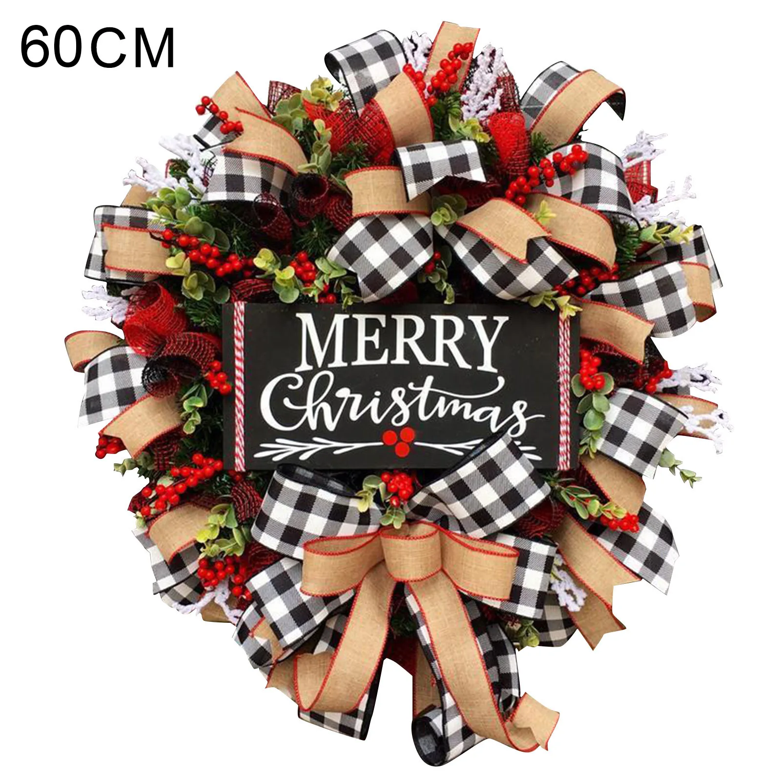 Christmas Door Hanging Wreath Holiday Front Door Festival Wreath for Friend Family Neighbors Gift C66