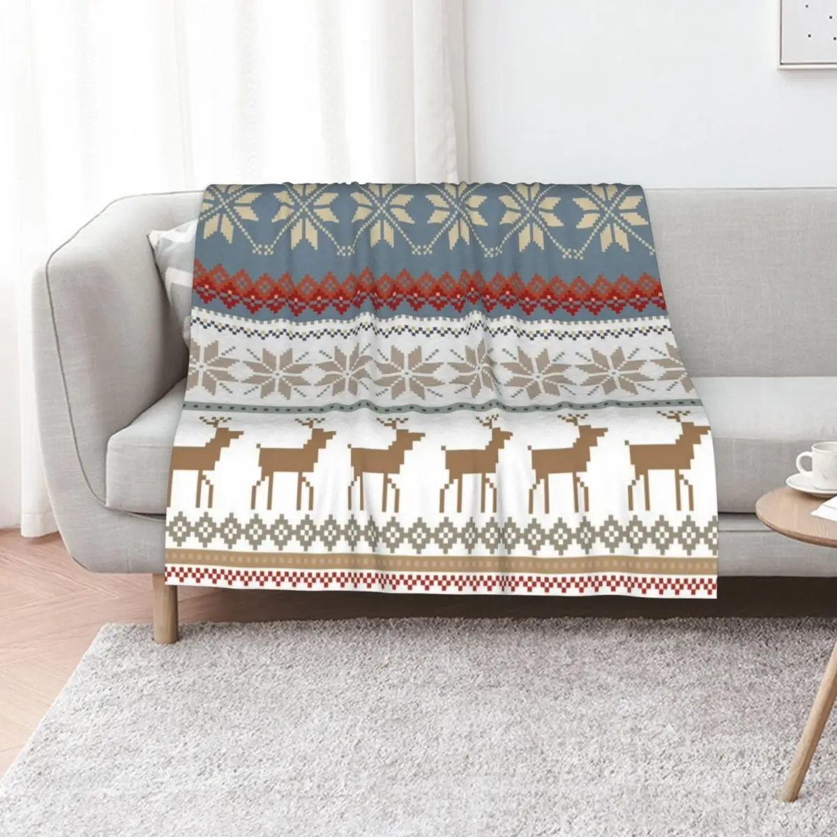 FAIR ISLE Throw Blanket Softest Polar Blankets For Bed For Baby Retros cosplay anime Blankets