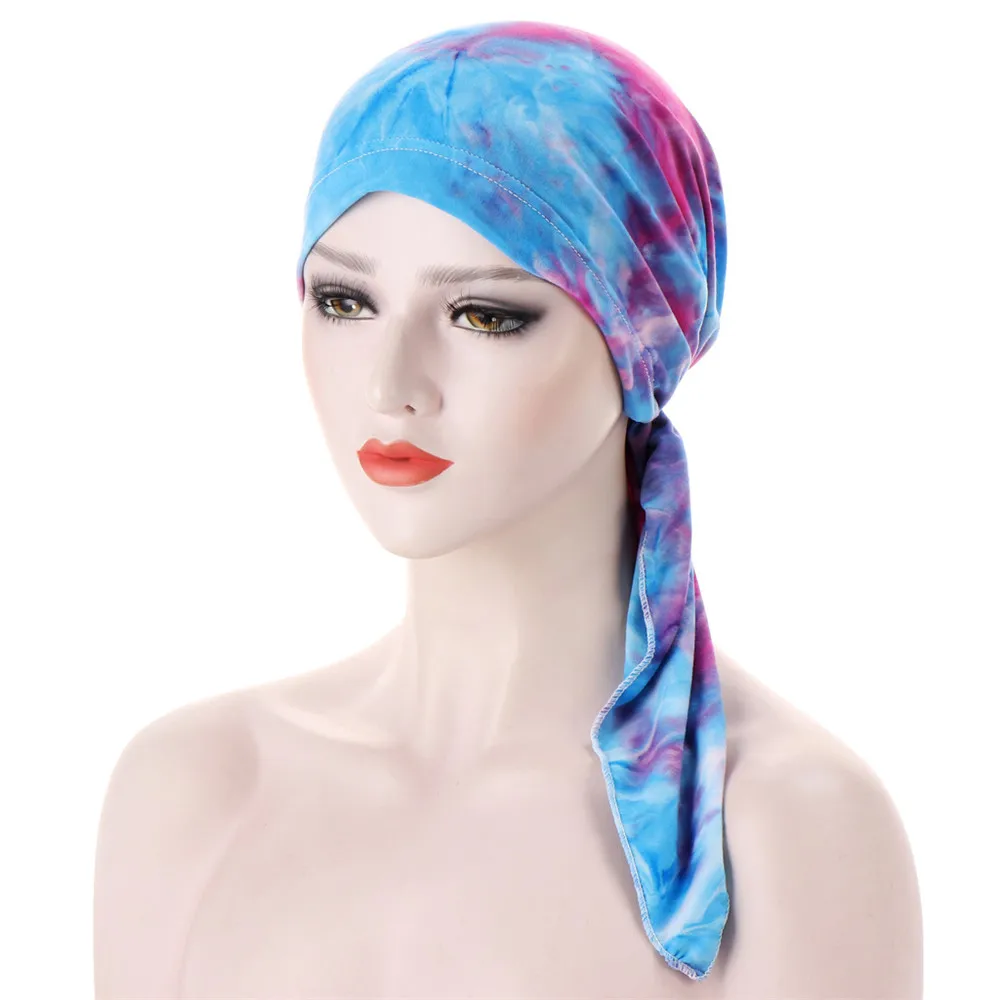 جديد المرأة المسلمة لينة قبعة عمامة Headbands قبل تعادل وشاح الرأس المطبوعة الكيماوي قبعة الحجاب الداخلي إكسسوارات الشعر Turbante Mujer #6